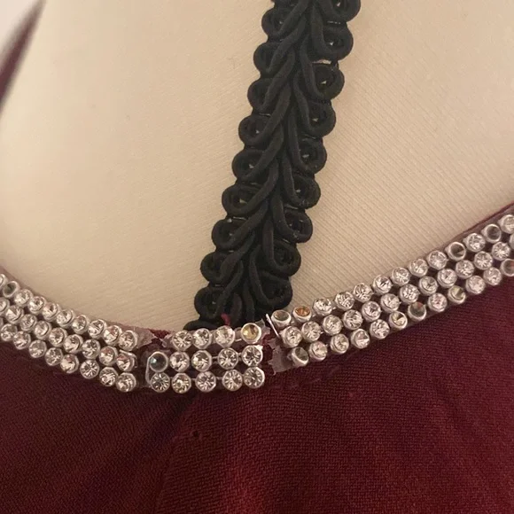 Badgley Mischka studio size small dress maroon with silver stones - Picture 9 of 15